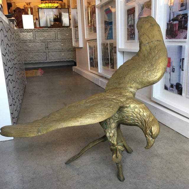 Vintage Solid Brass Faux Bois Eagle Sculpture For Sale - Image 12 of 13
