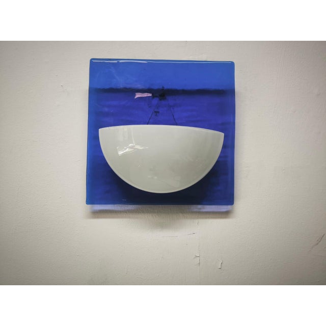 1980s Blue Murano Glass Wall Lamp, 1980s For Sale - Image 5 of 10
