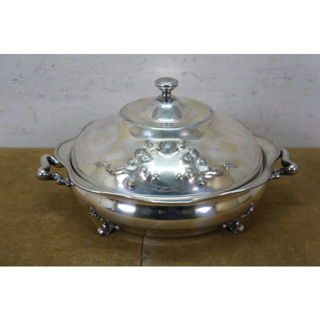 Mid 20th Century Mid 20th Century Vintage Silverplate Casserole Vegetable Serving Tureens Lidded Dishes W Inserts - 3pcs For Sale - Image 5 of 17