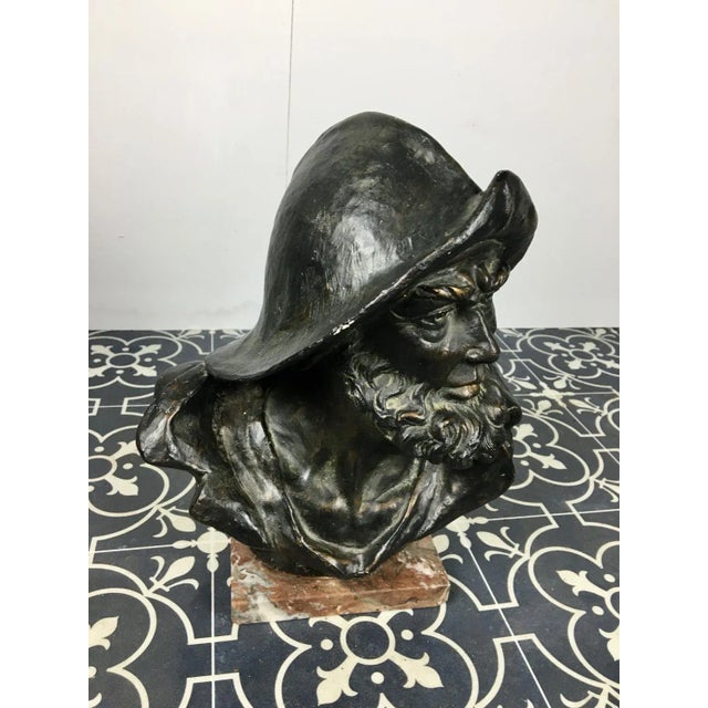 Fisherman Bust Sculpture in Plaster with Bronze Finish, Early 20th Century For Sale - Image 9 of 12