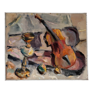 1974 Edward Urban Impressionist Still Life Oil on Canvas Painting, Wood Framed