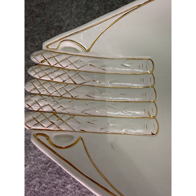 Antique Austria Art Nouveau Porcelain Asparagus Serving Dish Platter For Sale - Image 4 of 11