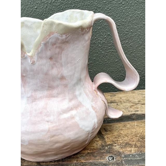 Vintage Slab Built Studio Pottery Pale Pink Vase For Sale - Image 10 of 12