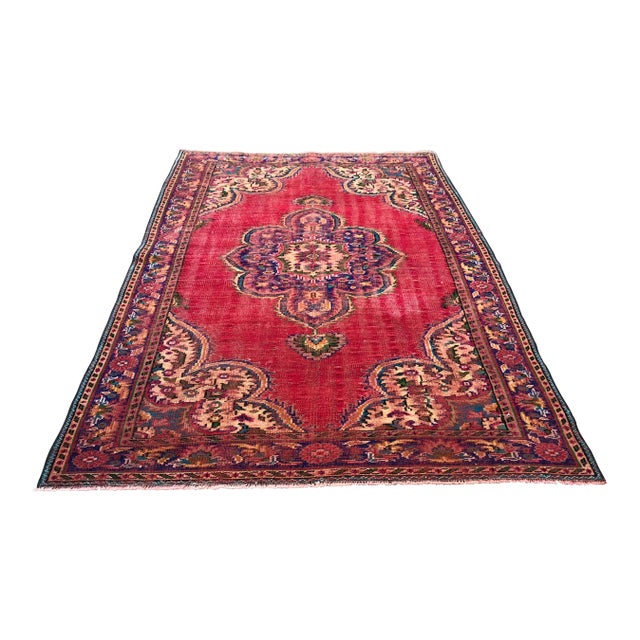 1960s Vintage Turkish Oushak Rug - 6′3″ × 8′11″ For Sale