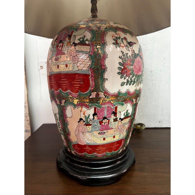 Vintage Chinoiserie Famille Rose Porcelain Lamps- a Pair For Sale - Image 11 of 12