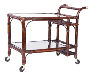 Midcentury British Colonial Style Bamboo Bar Cart