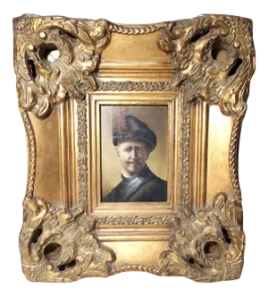 After Rembrandt, Man in Military Dress, 1950s, Oil on Copper, Framed