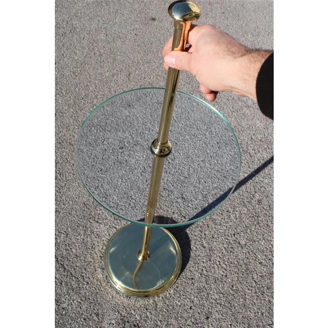 Minimal Round Gueridon in Brass and Glass, Italy, 1970s For Sale - Image 4 of 9