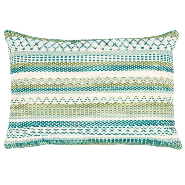 Contemporary Schumacher Fremont Indoor/Outdoor 20" Lumbar Pillow in Green For Sale - Image 3 of 3