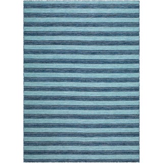 Outdoor Cabana Stripe Rug in Sky Blue, 5x7 For Sale