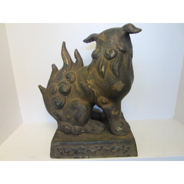 19th Century Chinese Foo Dogs Gilt Bronze Lions Bookends- A Pair For Sale - Image 13 of 13