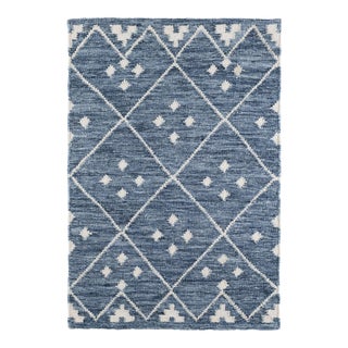 Dash & Albert by Annie Selke Kota Indigo Woven Wool Rug, 7' 6" x 9' 6" For Sale