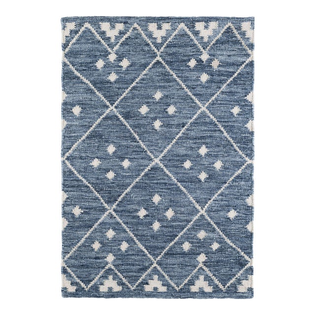 Dash & Albert by Annie Selke Kota Indigo Woven Wool Rug, 8' x 10' For Sale