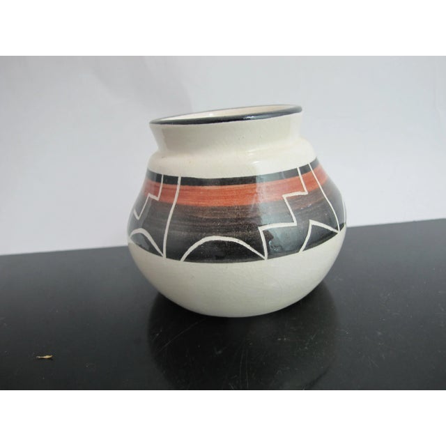 Native American .Glazed Native American Pottery Vase With Geometric Design For Sale - Image 3 of 6