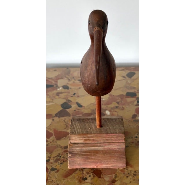 Mid 20th Century Vintage Hand Carved Wood Shorebird, Folk Art For Sale - Image 5 of 6
