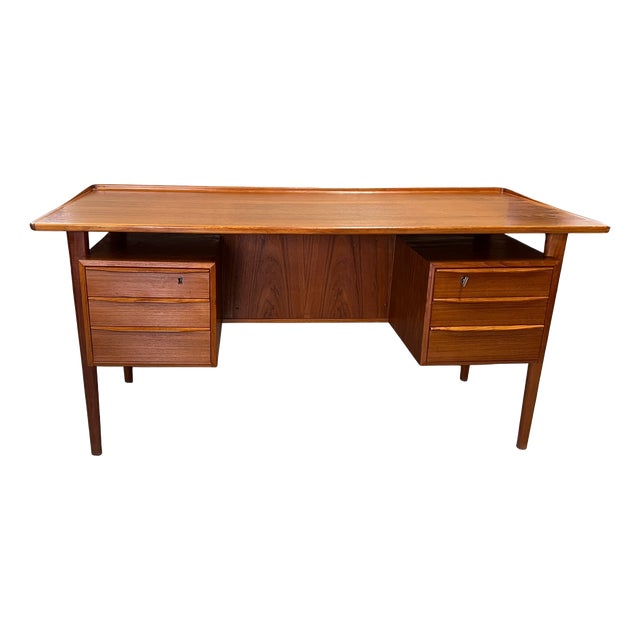 Vintage Danish Teak Executive Desk by Peter Løvig Nielsen, 1973 For Sale