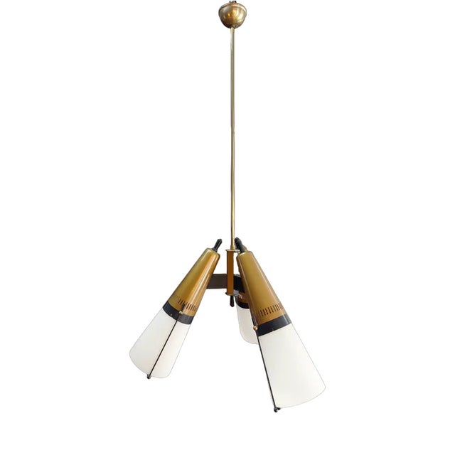 3-Light Ceiling Lamp from Lamperti, Italy, 1960s For Sale