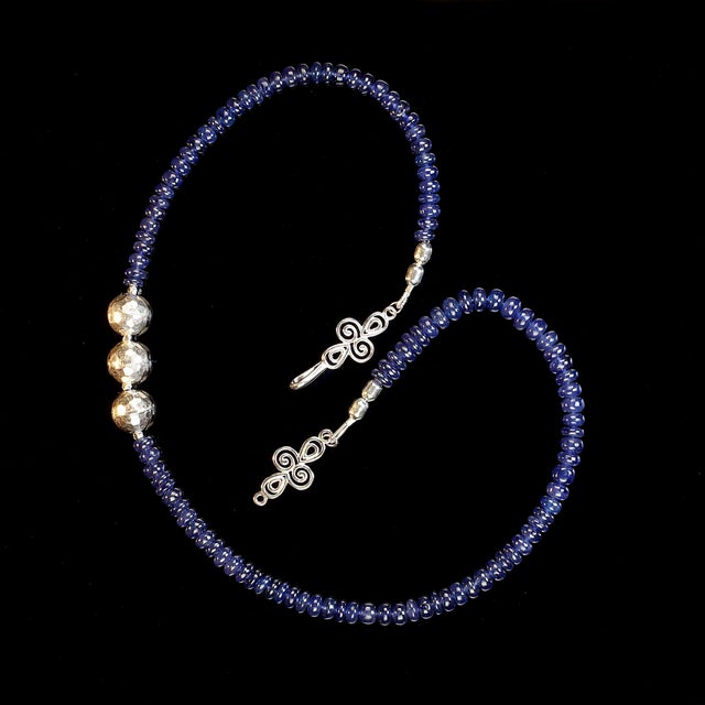 Blue Sapphire and Sterling Silver Necklace For Sale In Raleigh - Image 6 of 6
