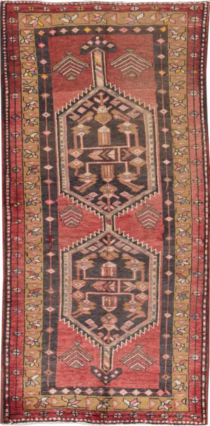 Red Vintage Persian Hamadan Wool Rug