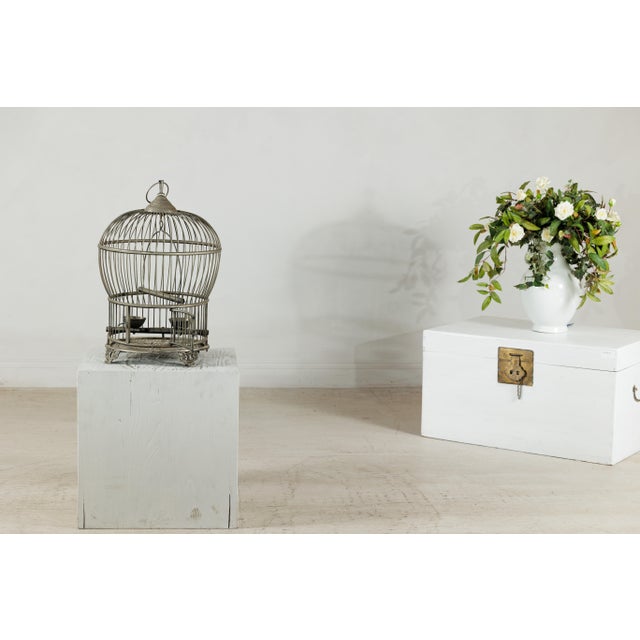 Antique Indian Brass Bird Cage with Montgolfière Form and Pierced Feet For Sale - Image 16 of 18