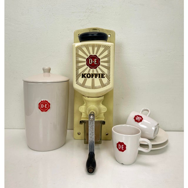 Dutch Wall Coffee Grinder with Cups and Container, 1950s, Set of 6 For Sale - Image 11 of 11