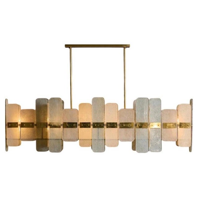 Art Deco Murano Glass and Brass Round Multi Color Chandelier and Pendant, 2000 For Sale - Image 4 of 12