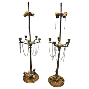 Antique French Neo-Classical Candelabra Lamps - a Pair