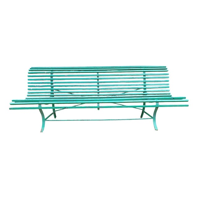 Corrugated Metal Garden Bench, 1930s For Sale