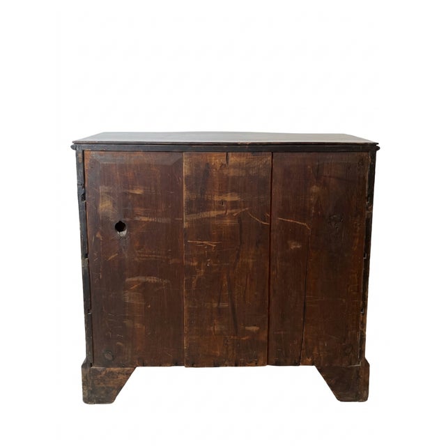 Antique English Oak Chest of Drawers with grape and acanthus leaf motifs in deep relief wood carvings. Top drawer is...