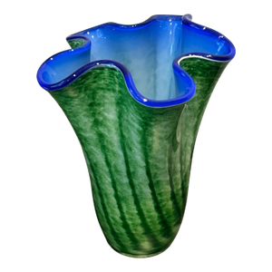 Vintage Krosno Józefina Attributed “Sea Mist” Hand-Blown Art Glass Vase