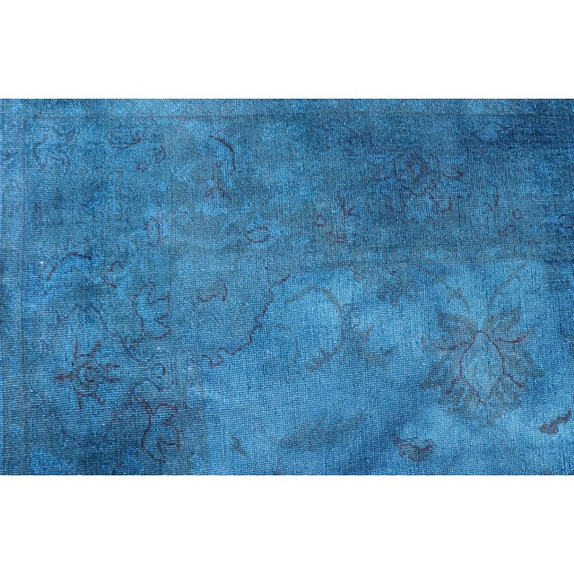 Large Turkish Oushak With Floral Design in Blue 10'3 X 16'7 For Sale - Image 10 of 16