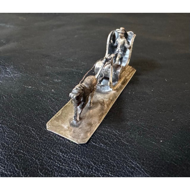 Early 20th Century Dutch Staring Silver 830 Miniature Horse Drawn Object Signed. 21g. Dimensions:2.75”w x 1”h x0.75”d