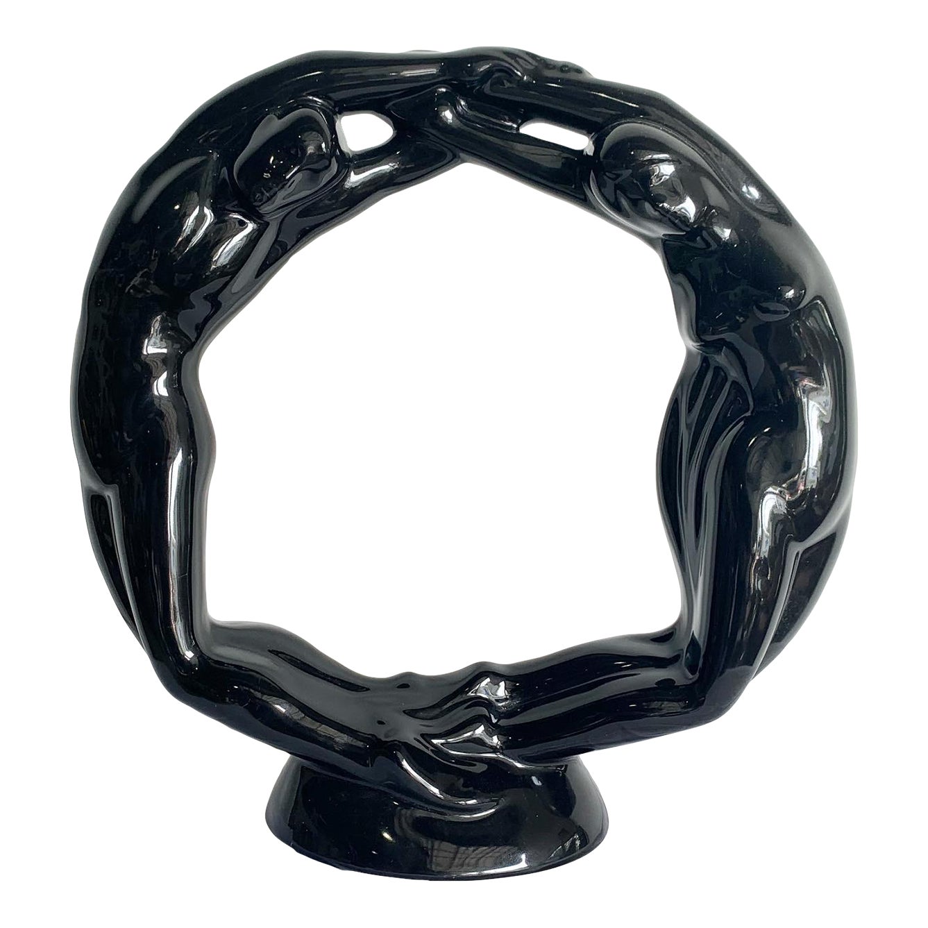 Postmodern Black Ceramic Circle of Love Sculpture by Haeger Chairish