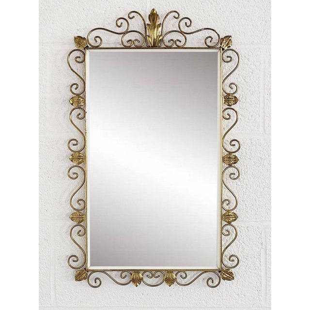 1950s Rectangular Mirror on Brass Frame, 1960s For Sale - Image 5 of 5