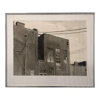 1989 Jeffrey E. Babine City Industrial Building Original Ink Wash Drawing Signed Framed For Sale