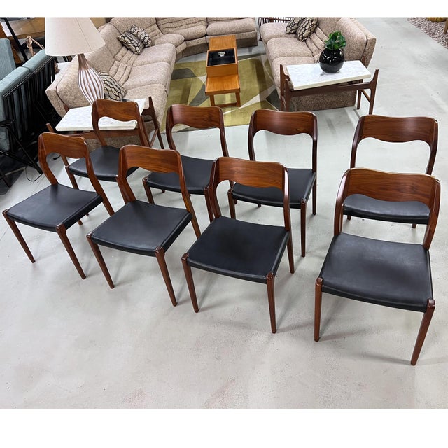 Wood Set of Eight Model 71 Dining Chairs by Niels Otto Møller, Teak, 1960s For Sale - Image 7 of 17
