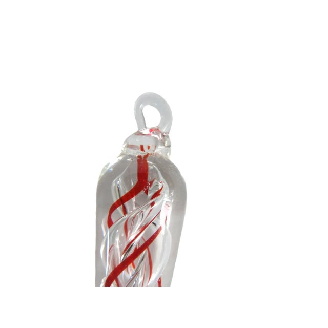 2000 - 2009 Artisan Christmas Clear Glass Icicle Ornament With Swirls Inside- Set of 3 For Sale - Image 5 of 7