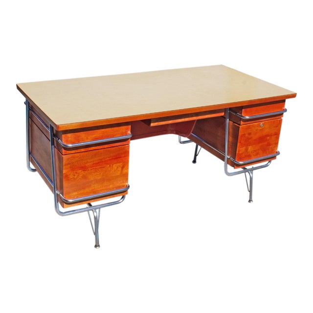 A 1960s "Trimline" desk by German designer Kem Weber (1889-1963) for Heywood Wakefield. This Mid Century Modern style desk...