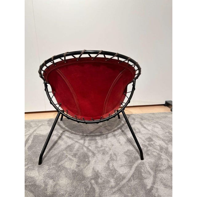 Balloon Lounge Chair in Red Suede & Metal by Hans Olsen For Sale - Image 12 of 18
