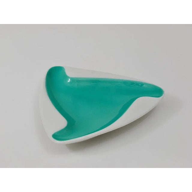 Turquoise Turquoise Porcelaine Ashtray from Augarten, Vienna, Austria, 1950s For Sale - Image 8 of 10