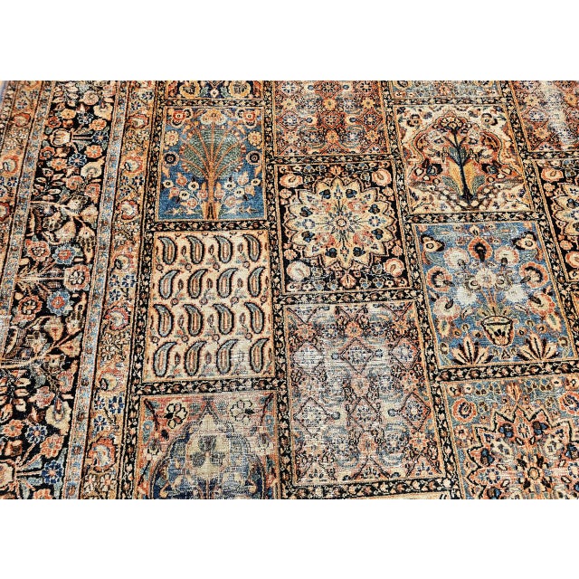 19th Century Persian Khorassan Rug, Hand-Knotted Wool, Allover Floral Panel Design, Green & Blue, 10x13 For Sale - Image 18 of 18