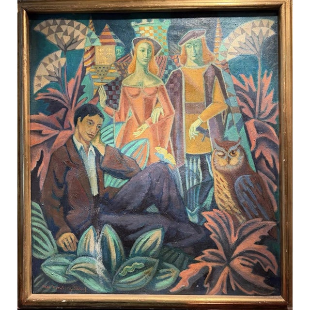 Max Monberg, The Poet with Owl, Oil Painting on Canvas For Sale - Image 12 of 13