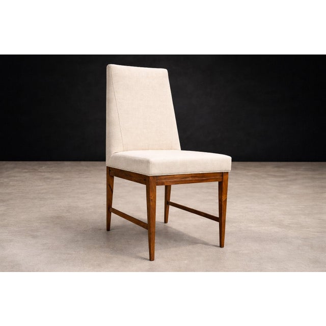 Cimo, Brazil, 1950 — Set of 8 Tall-Back Dining Chairs in Caviúna With Warm Bone Performance Linen For Sale - Image 16 of 16