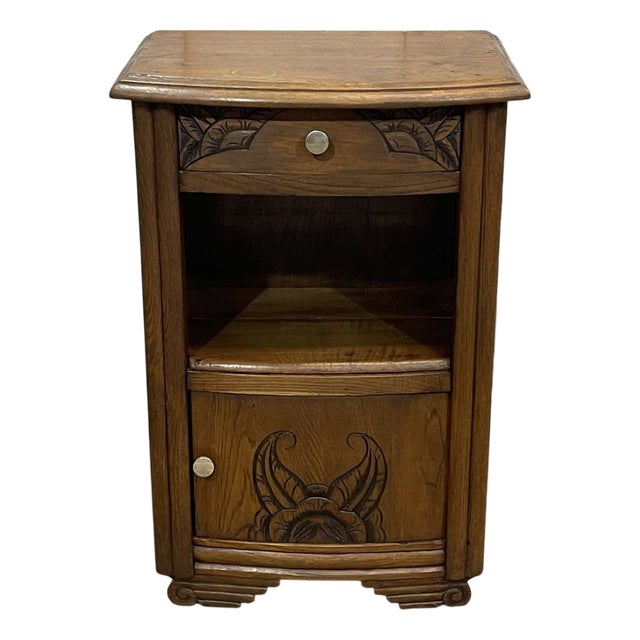 Art Deco Oak Bedside Table, 1950s For Sale