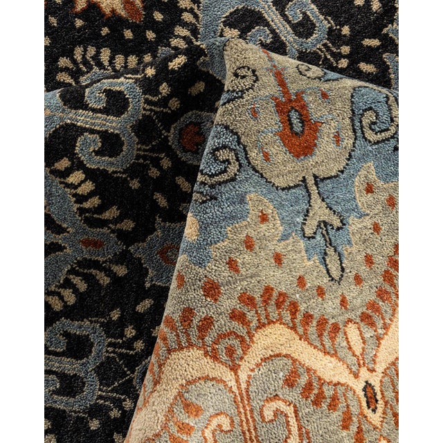 Textile Ikat, One-of-a-Kind Hand-Knotted Area Rug - Gray, 9' 1" x 12' 3" For Sale - Image 7 of 8