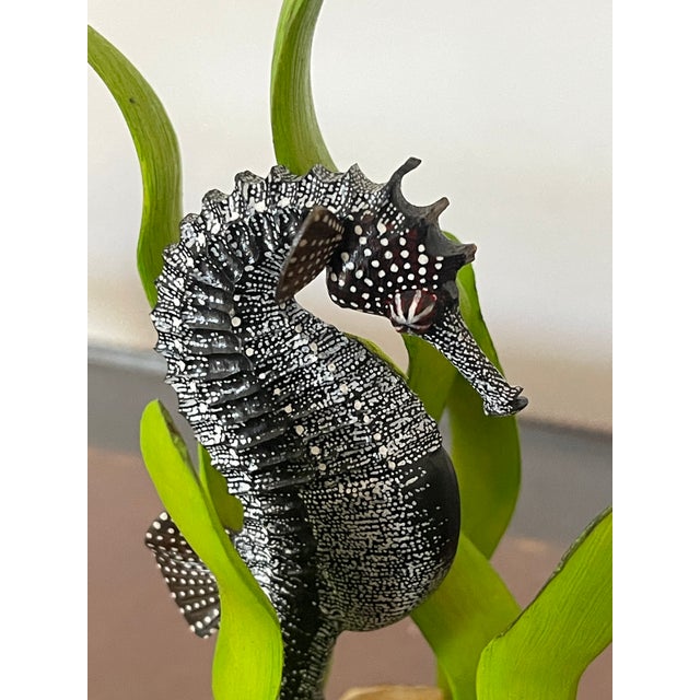 Artisan Signed Coastal Marine Sea Horse Sculpture Handpainted For Sale - Image 4 of 4