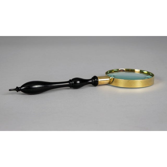 Traditional Antique Magnifying Glass With Ebony Handle For Sale - Image 3 of 4