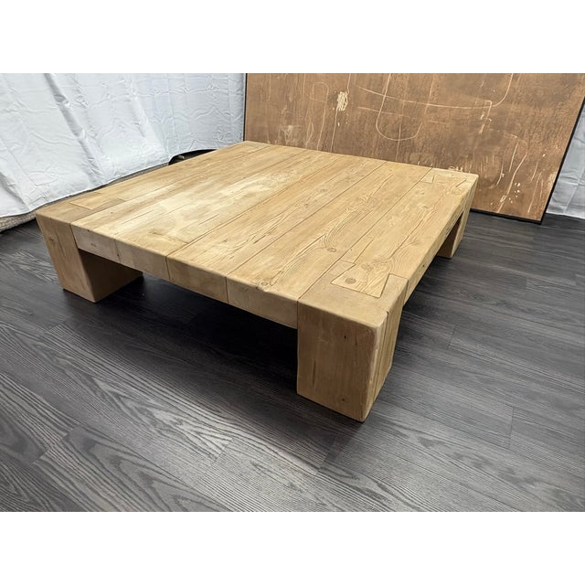 RH Restoration Hardware Reclaimed English Beam Coffee Table Solid Reclaimed English Pine | Monumental 59" Scale | One-of-...