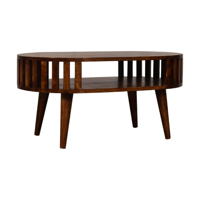 The Chestnut-Finish Mango Wood Japanese-Inspired Coffee Table brings a refined balance of craftsmanship, character, and...