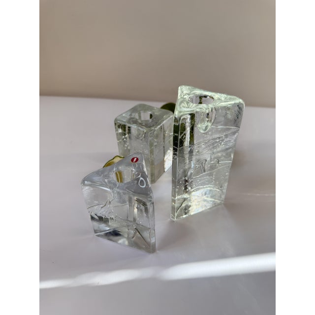 Glass Arkipelago Ice Glass Candleholders by Timo Sarpaneva for Iittala, Finland, 1980s, Set of 3 For Sale - Image 7 of 15